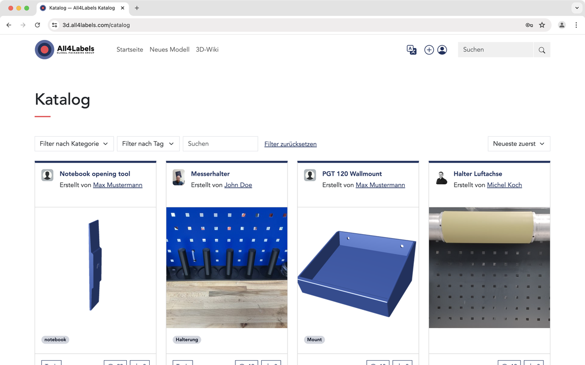 Katalog für 3D-Druckteile / All4Labels Group setzt auf webbasierte Lösung
