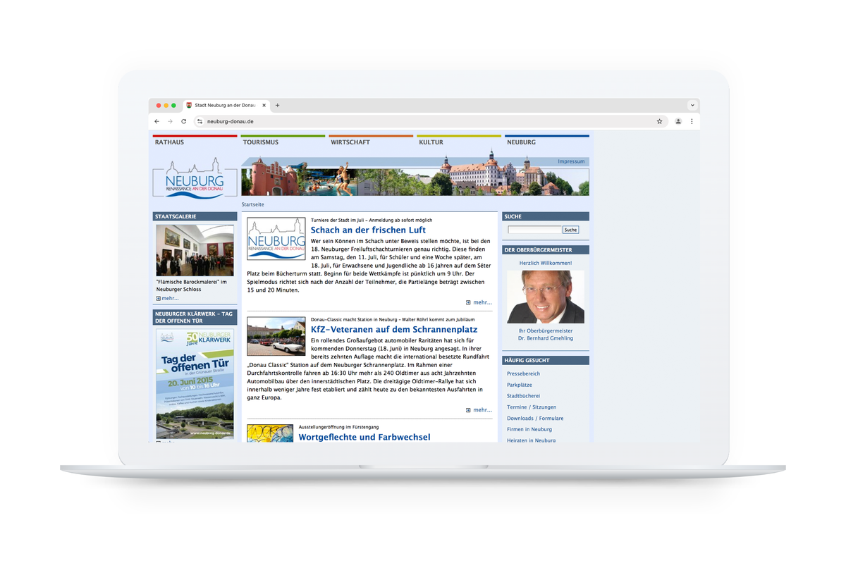 Website der Stadt Neuburg an der Donau nach dem Relaunch